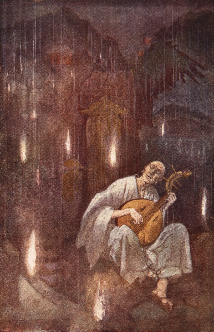 Hoichi-the-Earless, kuvitus F. Hadland Davisin teoksesta The Myths and Legends of Japan tekijältä Evelyn Paul