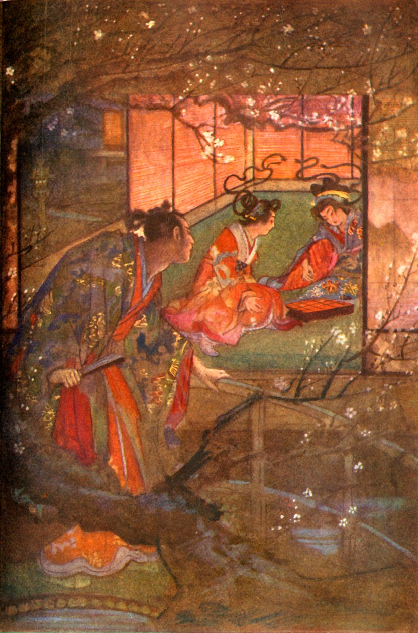 "Kato Sayemon Shogun Ashikagan palatsissaan", 1912. tekijältä Evelyn Paul