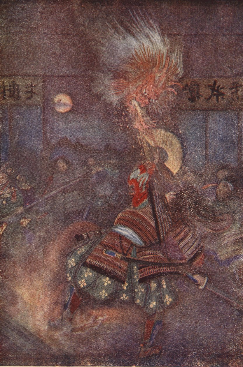 Raiko Slays the Goblin of Oyeyaman, kuvitus F. Hadland Davisin teoksesta "Japanin myytit ja legendat" tekijältä Evelyn Paul