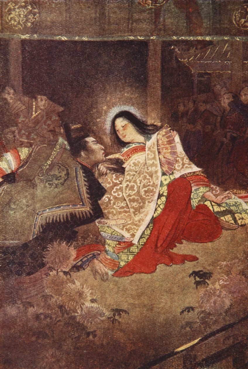 Mikado ja jalokivineito, kuvitus F Hadland Davisin teoksesta "Japanin myytit ja legendat" tekijältä Evelyn Paul