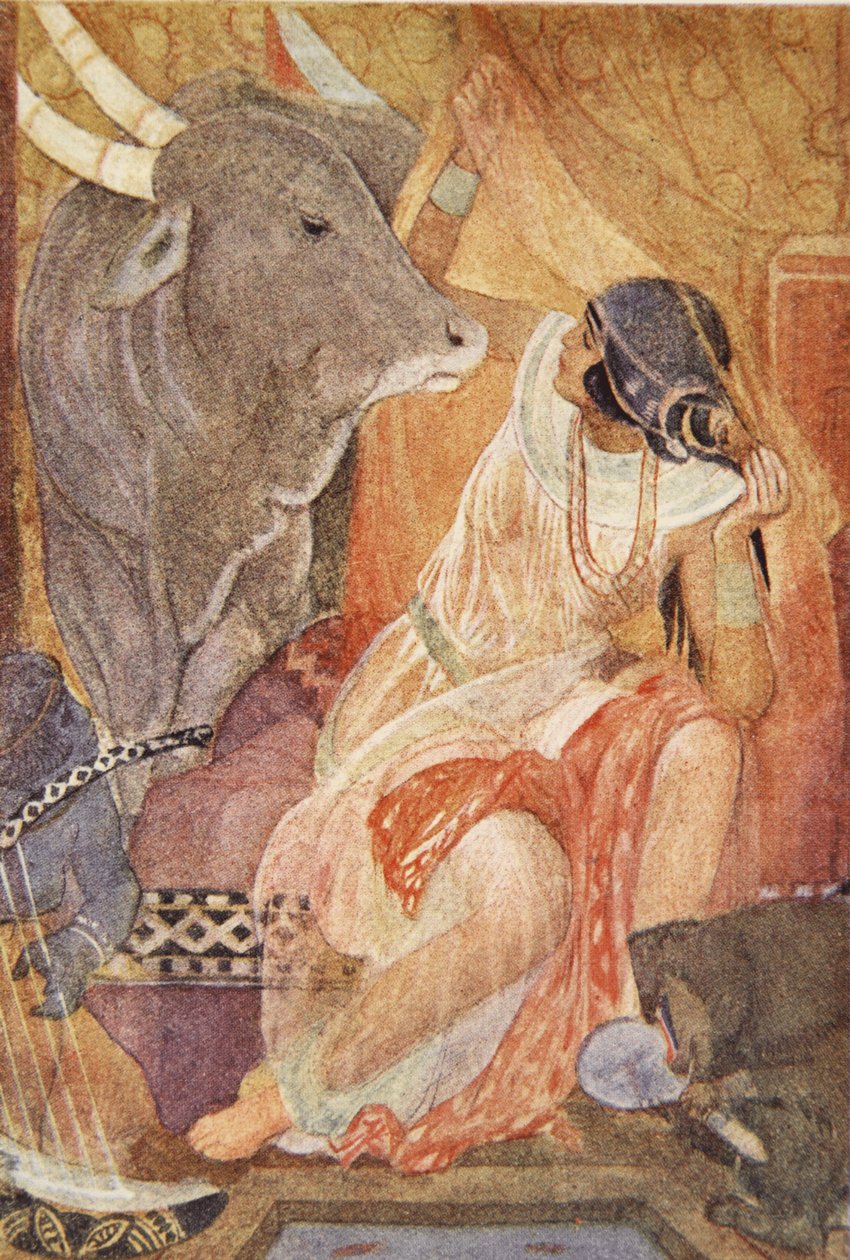 Bitoun vaimon petos, kuvitus Lewis Spencen teoksesta "Muinaisen Egyptin myytit" tekijältä Evelyn Paul