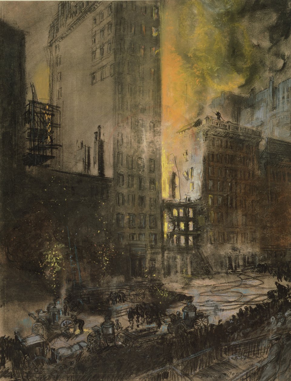 Tulipalo 24th Streetillä, New York City tekijältä Everett Shinn