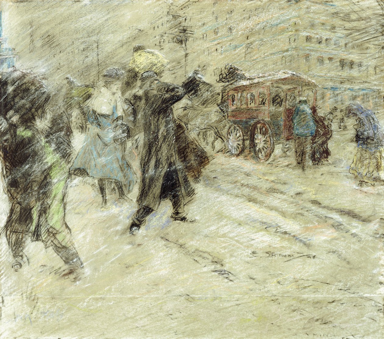 Lumimyrsky, Madison Square, New York tekijältä Everett Shinn
