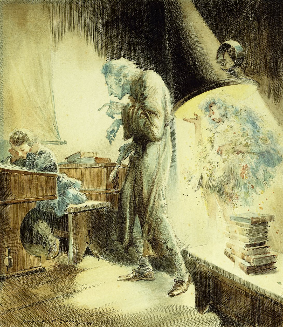 Menneen joulun haamu: Scrooge at the Schoolhouse tekijältä Everett Shinn
