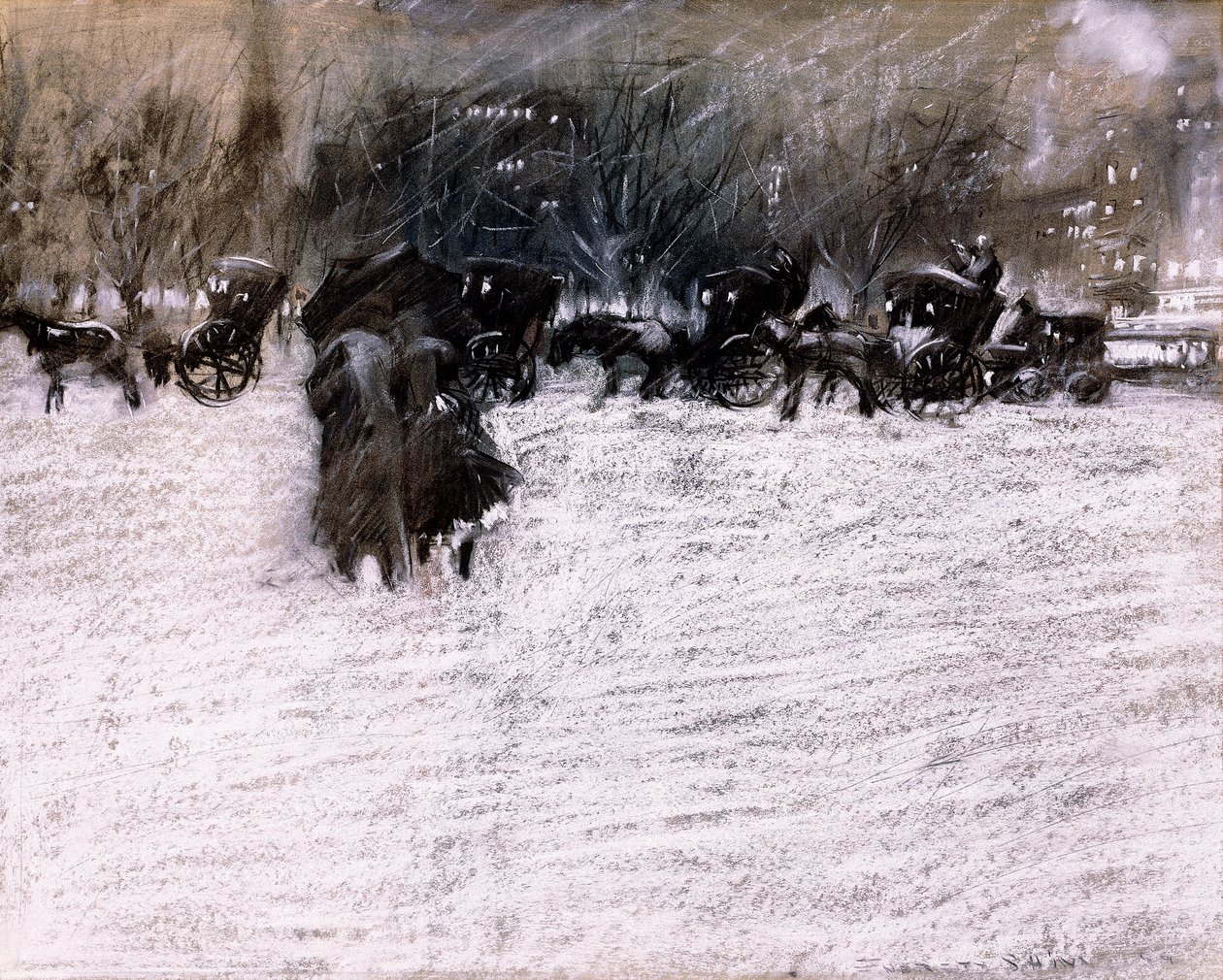 Puisto talvella tekijältä Everett Shinn