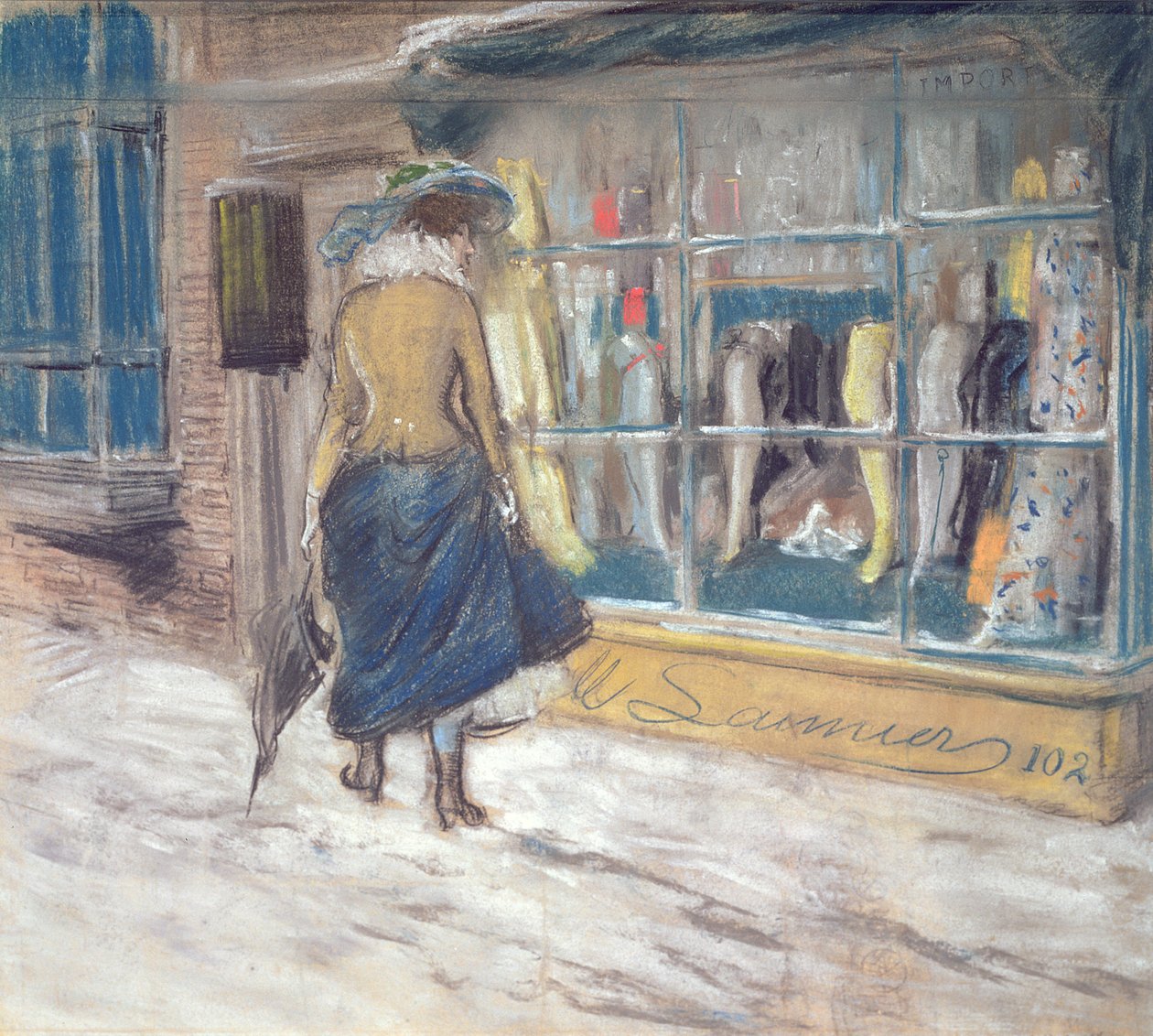 Window Shopping (pastelli paperille) tekijältä Everett Shinn