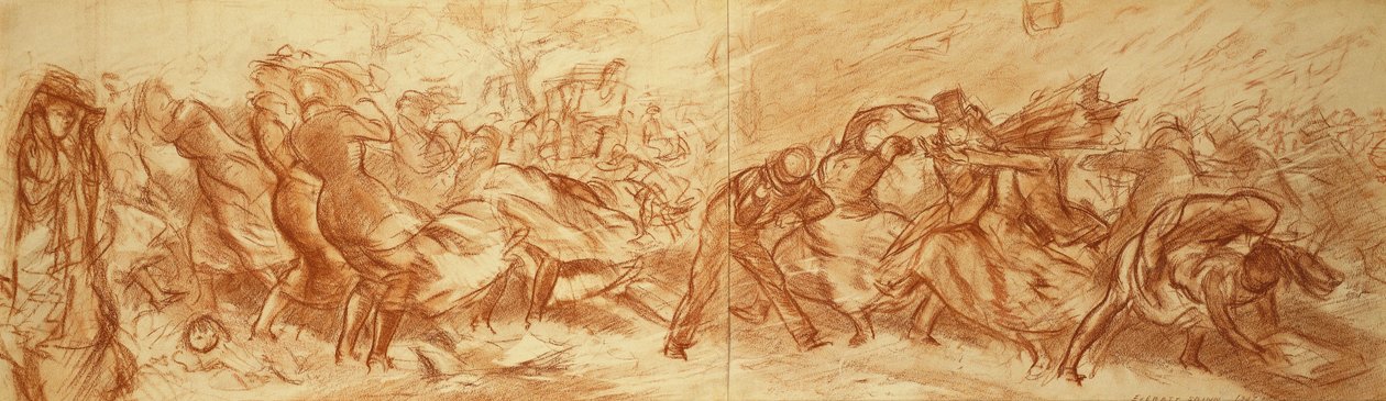 Windswept Street, New York, n.1907 (öljy kankaalle). tekijältä Everett Shinn