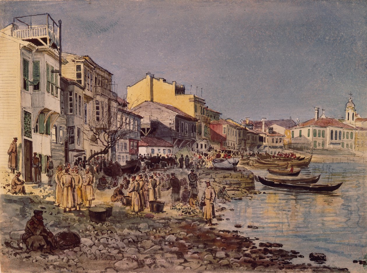 Venäläiset sotilaat San Stefanon penkereellä, 1878 tekijältä Evgeni Kirillovich Makarov