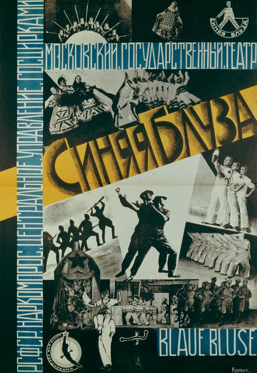 Teatterin sininen pusero juliste, 1926 tekijältä Evgenia Korbut