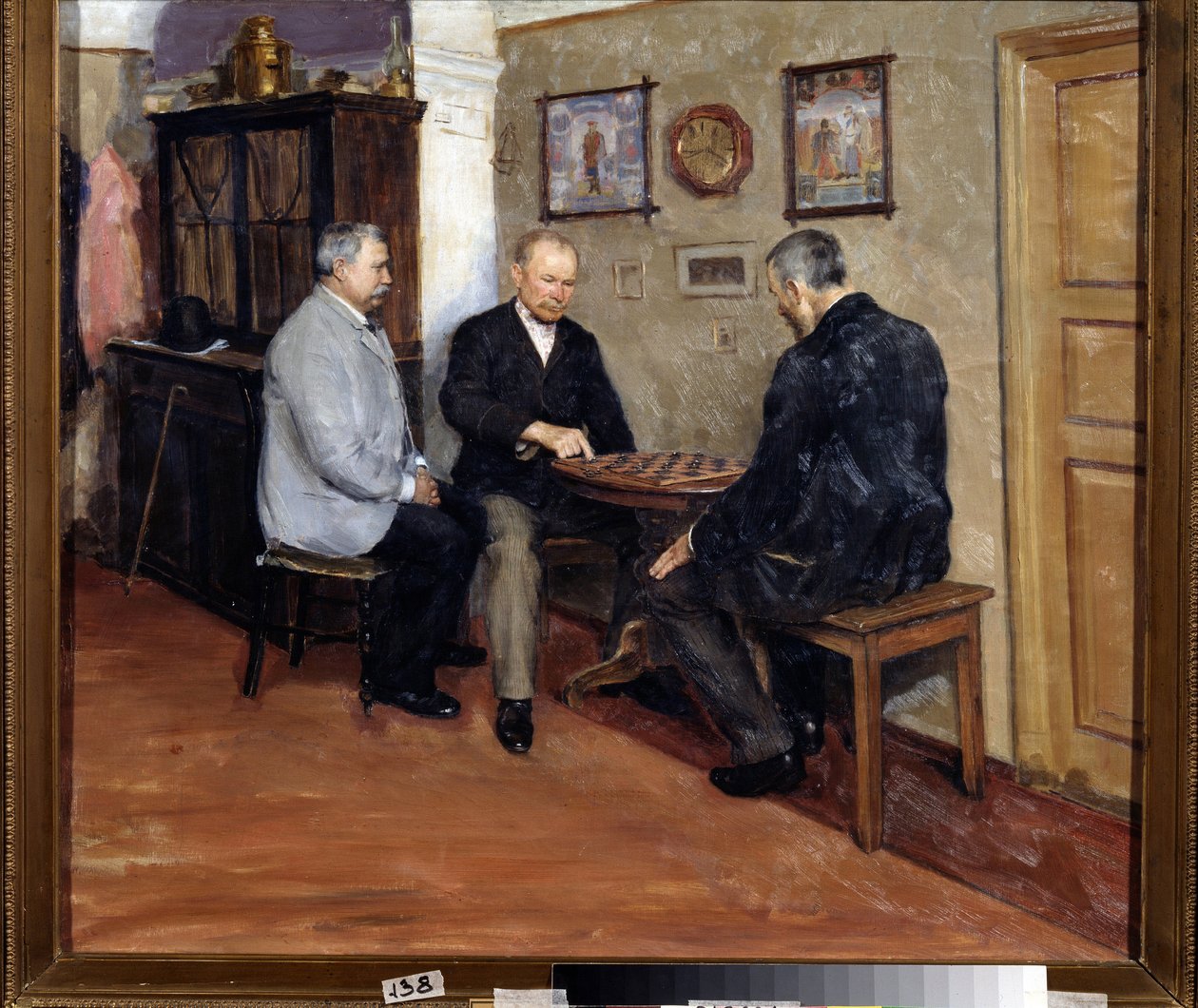 Luonnospelaajat. Evgeni Iosifovich Bukovetskyn maalaus (1866-1948). Öljy kankaalle, 71 x 80 cm tekijältä Evgeniy Iosipovich Bukovetsky