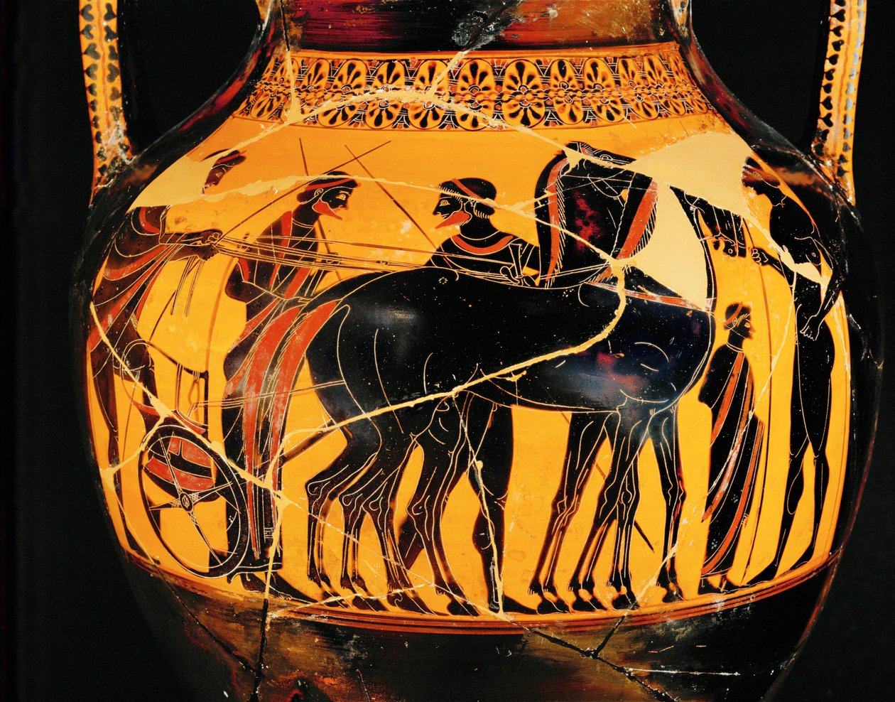 Soturin lähtö vaunuillaan ... tekijältä Exekias Exekias