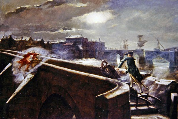 The Brigs of Ayr (öljy kankaalle) tekijältä Eyre Crowe