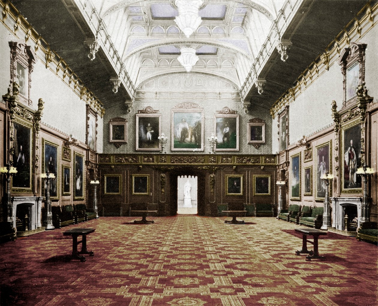 Waterloo Chamber Windsorin linna, c1899, 1901 tekijältä Eyre and Spottiswoode
