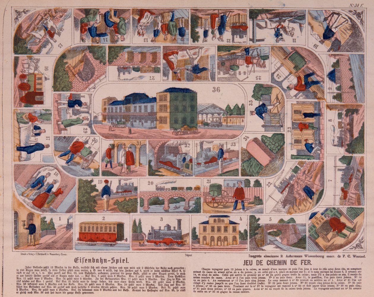 Höyryjunapeli, Ackermannin, Wissembourg, julkaisema kuvalehti, noin 1860. tekijältä F. C. Wentzel