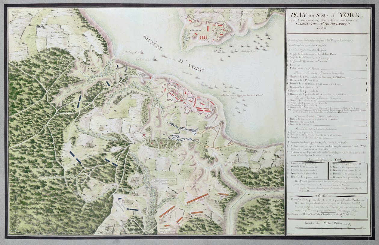 Kartta Yorkin piirityksestä vuonna 1781, "Guerre de l