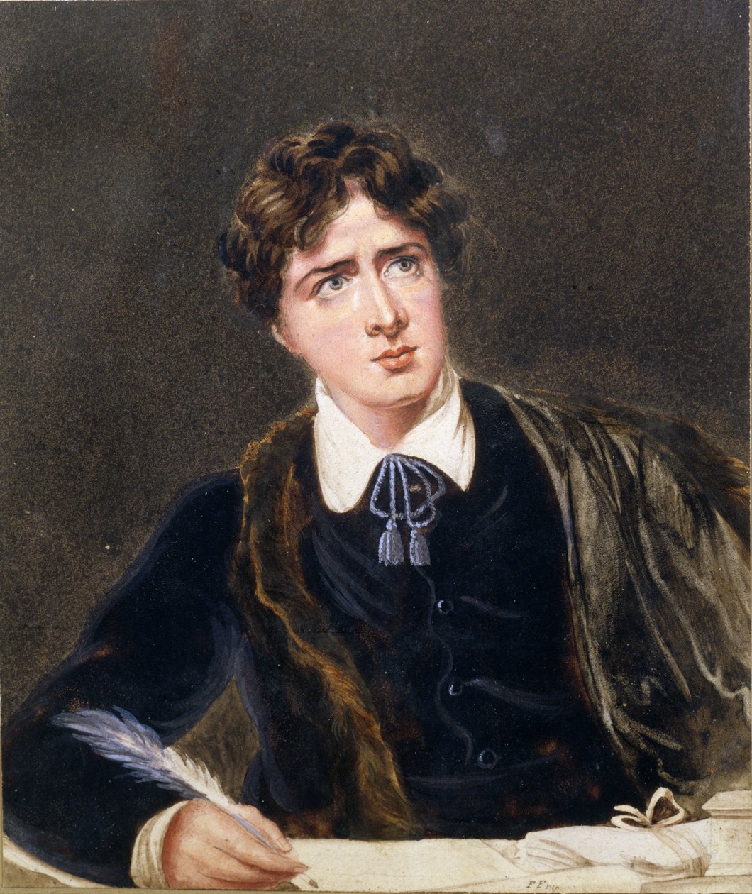 Kirjoittavan miehen muotokuva, mahdollisesti Oscar Wilde (1854-1900), n. 1880 tekijältä F. Fry