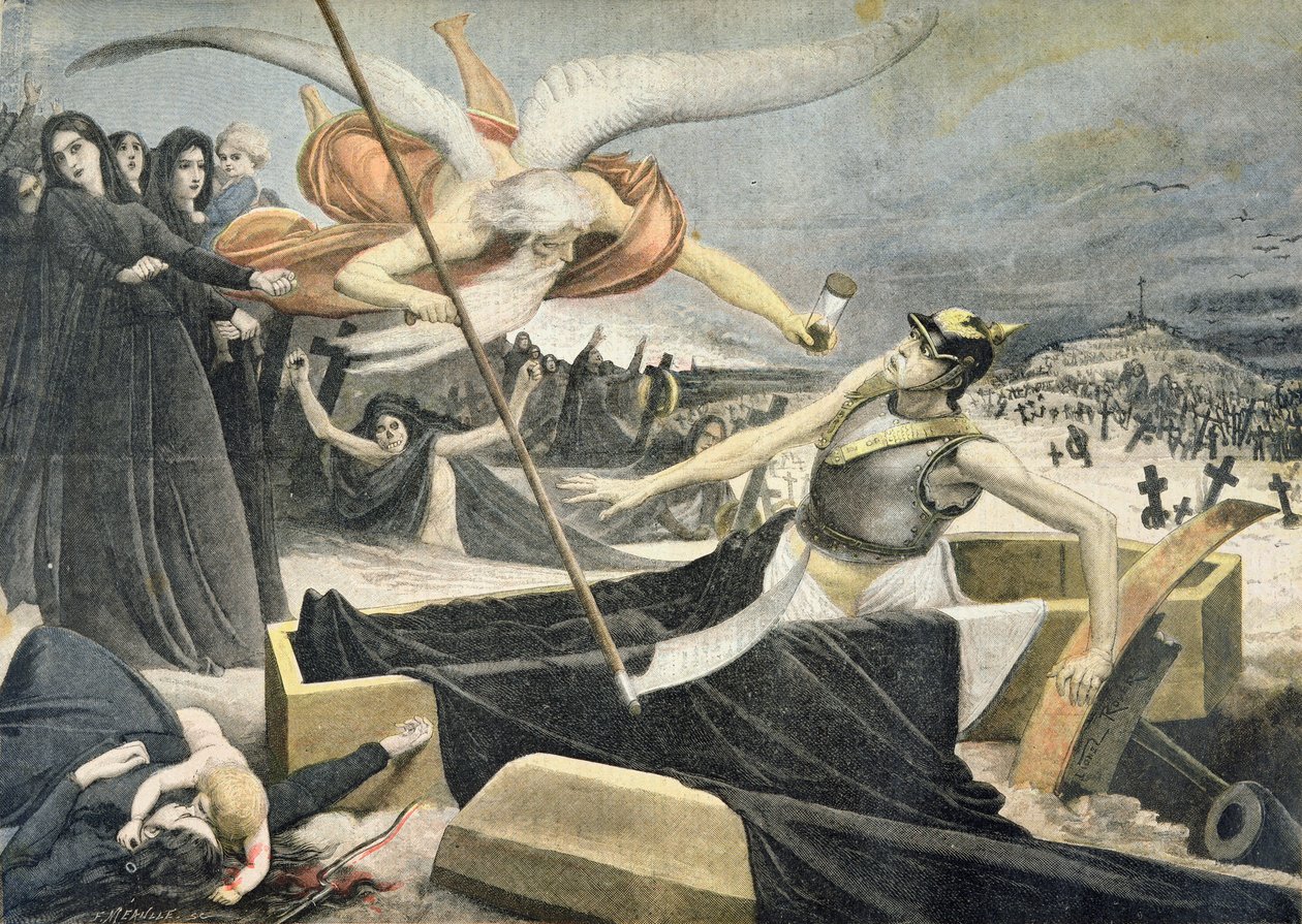 Bismarckin kuolema, kuva Le Petit Journalin kuvitetusta liitteestä, 14. elokuuta 1898 tekijältä F. L. and L. Royer Meaulle