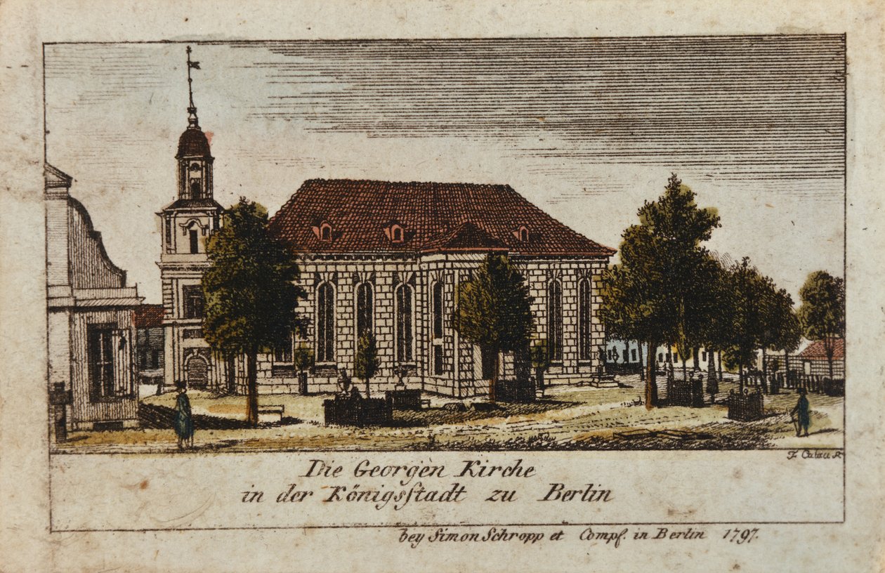Pyhän Yrjön kirkko Königsstadtissa Berliinissä, 1797 tekijältä F.A. Calau