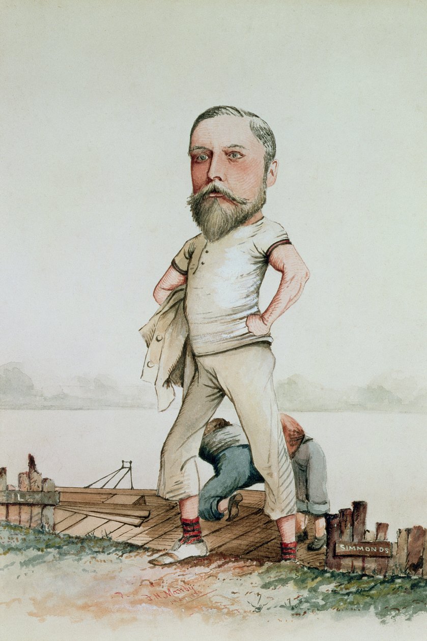 Soututyyppi, karikatyyri Edward VII:stä (1841-1910) 1880 tekijältä F.H. Manby