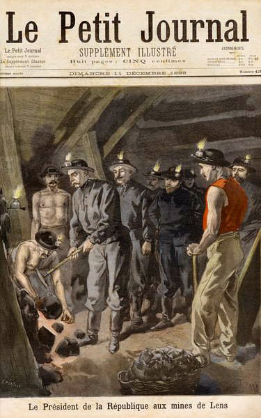 Felix Faure (1841-99) Tasavallan presidentti, Lensin kaivoksissa, Le Petit Journal, 11. joulukuuta 1898 tekijältä F.L. and Tofani, Oswaldo Meaulle