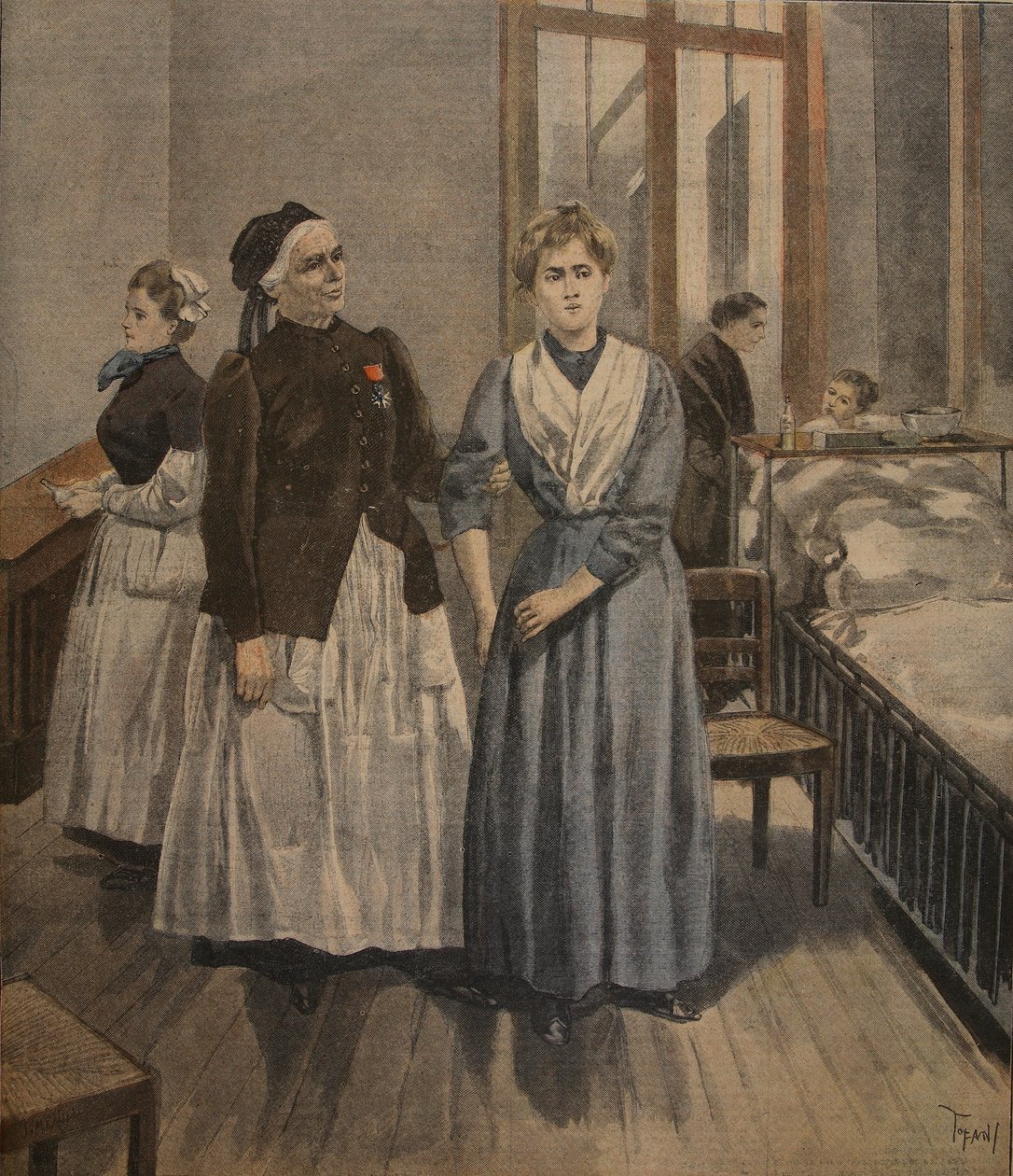 Madamoiselle Bottardin kunniaristi, kuvitus "Le Petit Journal: Supplement illustre" -lehdestä, 16. tammikuuta 1898 tekijältä F.L. and Tofani, Oswaldo Meaulle