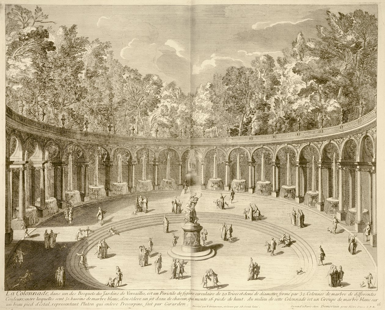 La Colonnade, Versailles, n.1715 (kaiverrus) tekijältä F. (after) Delamonce