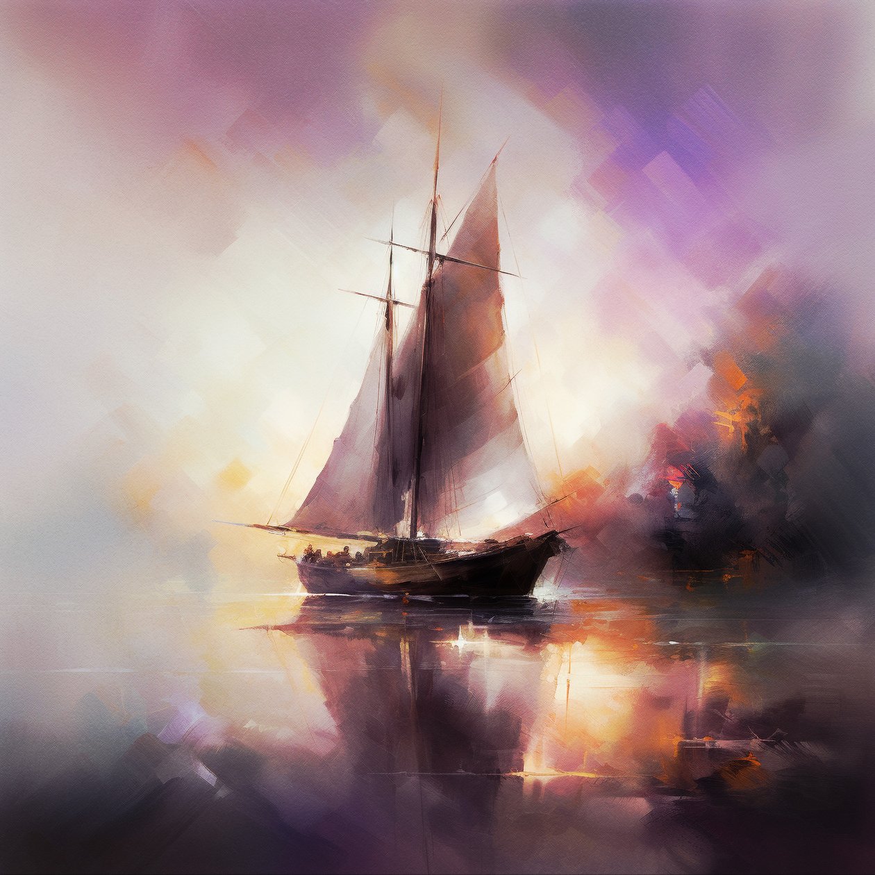 Abstrakti maalaus purjeveneen Seascape, Wall Art | Canvas Prints tekijältä F. Abderrahim