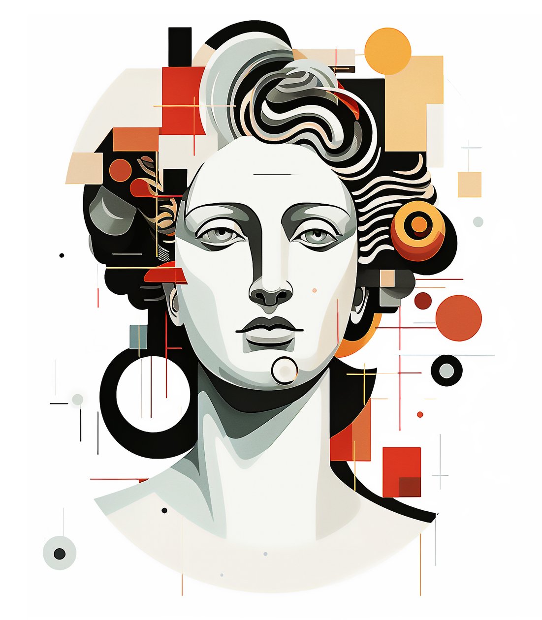 Abstrakteja apollon päätä kubistiseen picasso-tyyliin, seinälle Taideprintti tekijältä F. Abderrahim