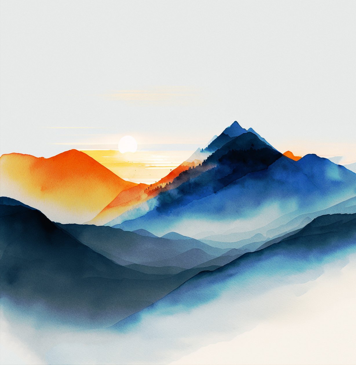 Shades of Serene siniset vuoret, kankaalle  kuvataide tulosteita tekijältä F. Abderrahim