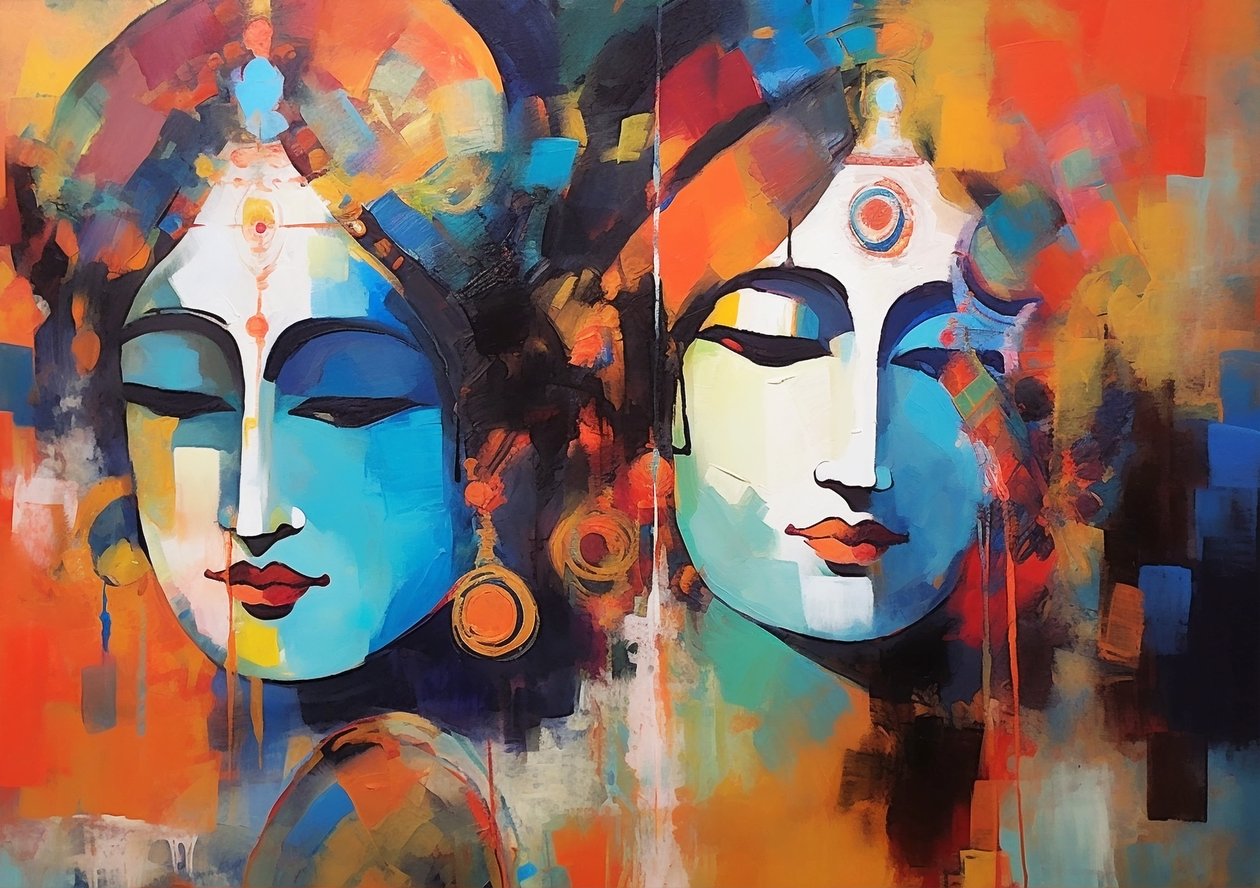 Shiva Shakti, Moderni maalaus, akryyli kankaalle, Jooga Wall Art tulostaa tekijältä F. Abderrahim