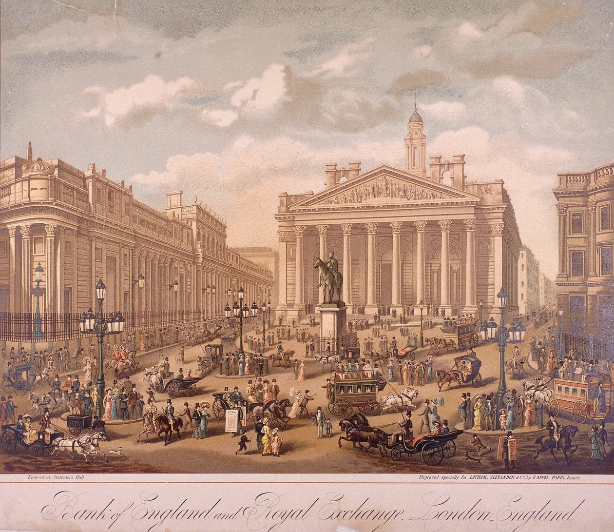 Bank of England ja Royal Exchange, Lontoo, c1860 tekijältä F Appel