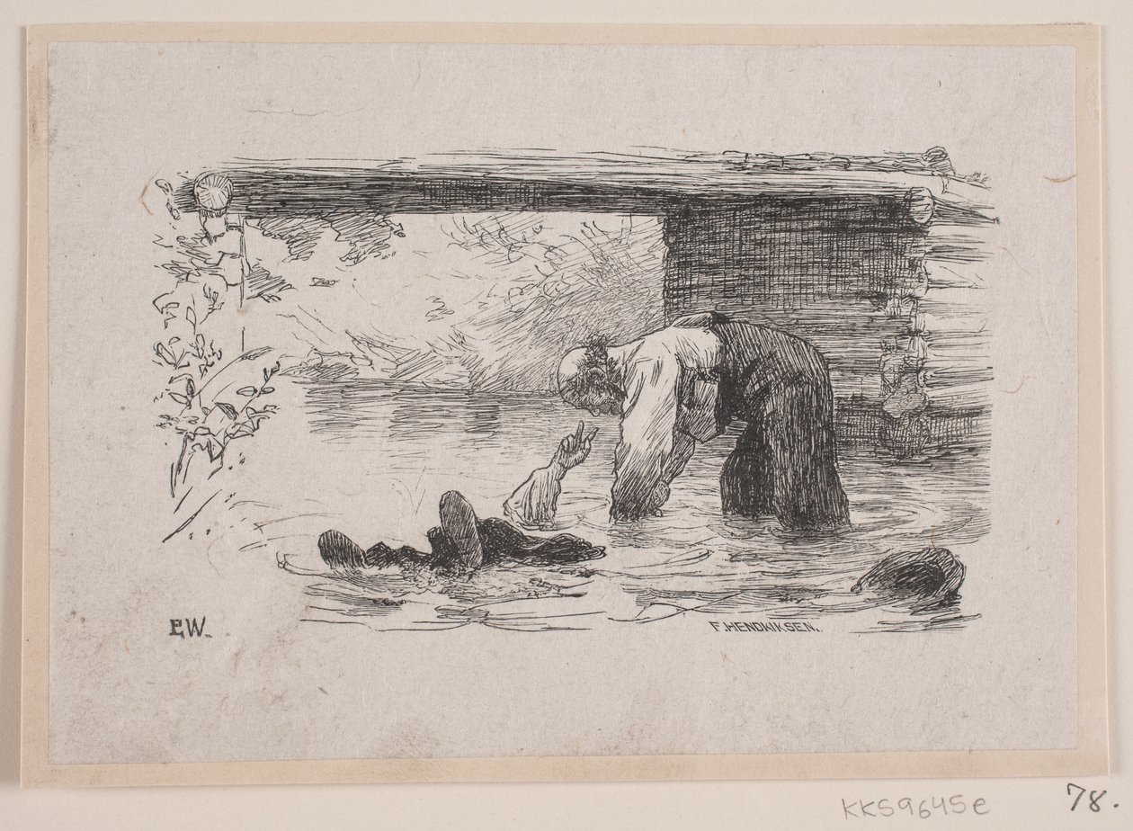Kuvitus elokuvalle "The Love Against the Stream" tekijältä F. Hendriksen