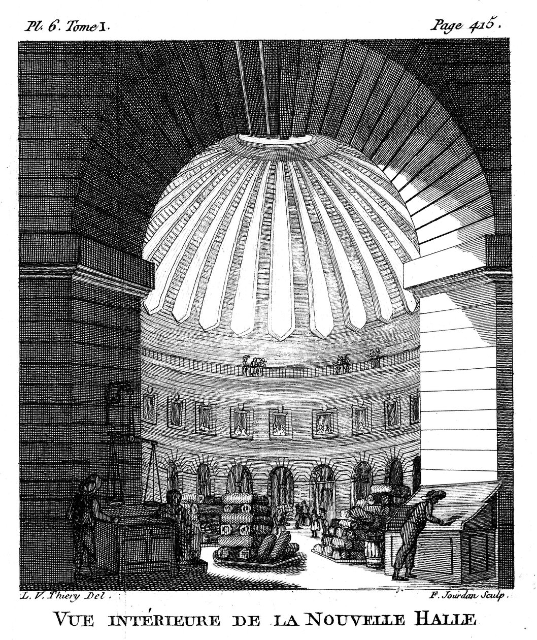 Les Halles, Pariisi, 1786 tekijältä F. Jourdan