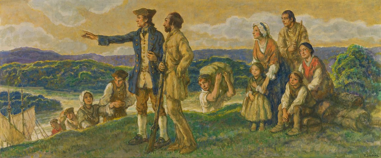 Eversti John Donaldsonin saapuminen (seinämaalauksen luonnos) tekijältä F. Luis Mora