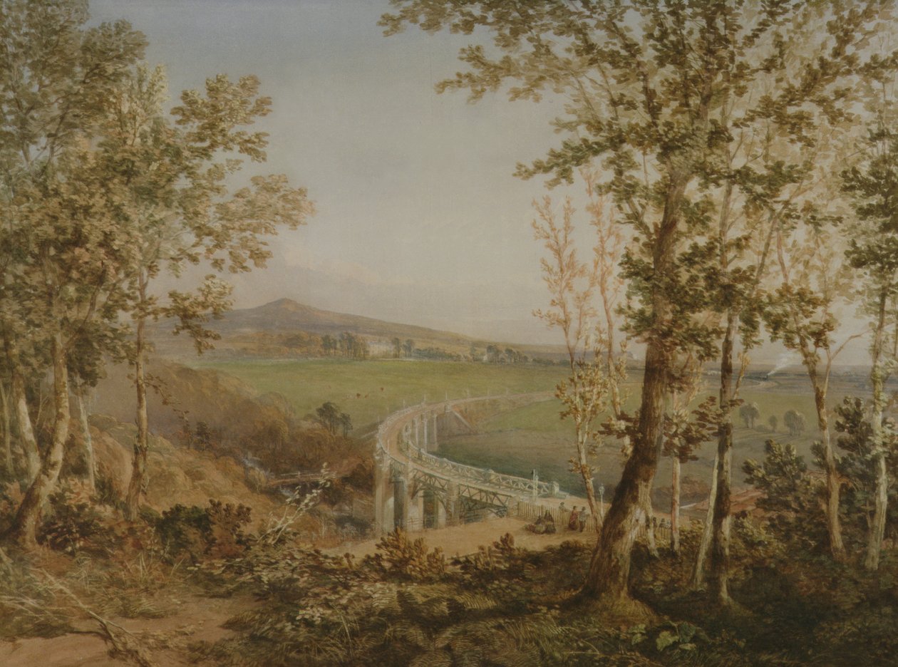 Näkymä samasta rautatiesillasta ylhäältä nähtynä, n. 1849 tekijältä F. S. Cook