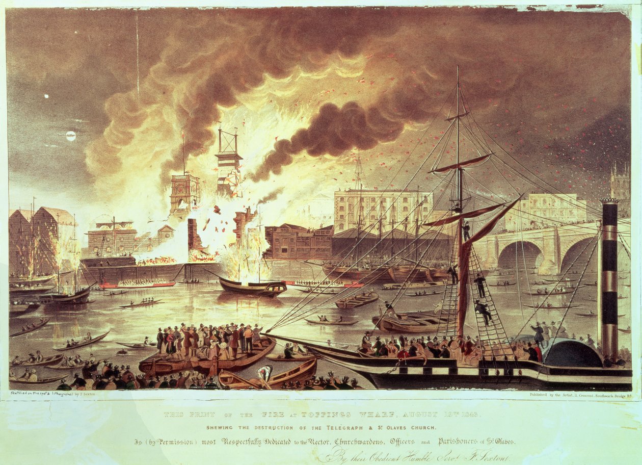 Toppings Wharf Fire, 1843 tekijältä F. Sexton