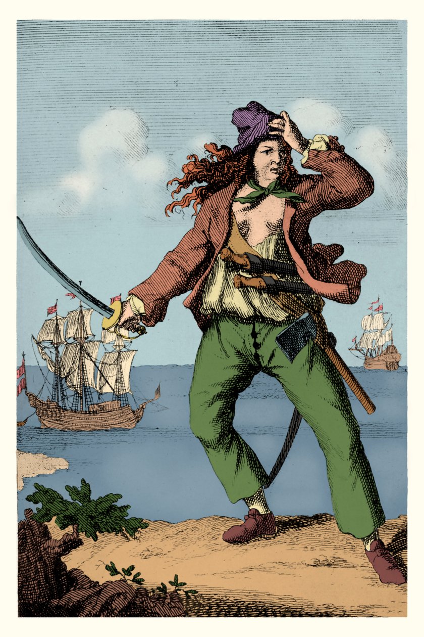 Mary Read - Englantilainen merirosvo (kaiverrus) tekijältä F. Wentworth