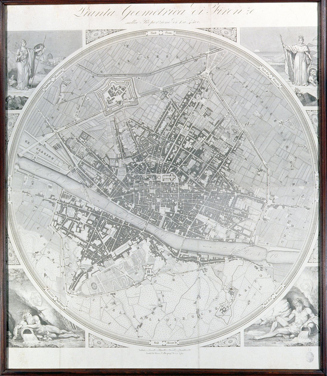 Firenzen kartta, 1843 ja 1866 (katso lisätietoja numerosta 100311) tekijältä Fantozzi