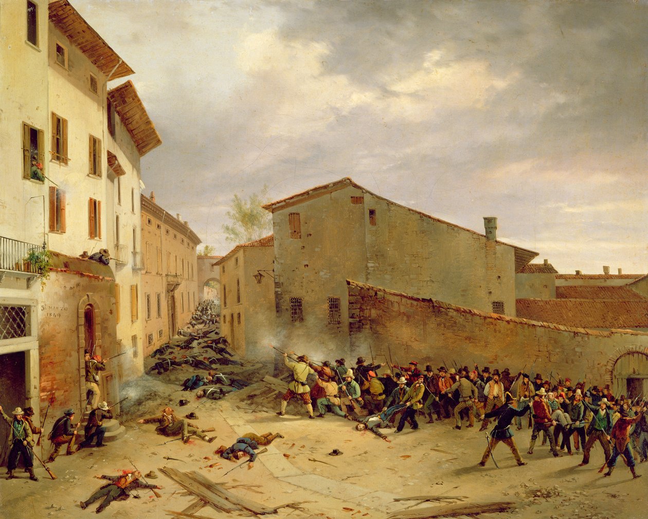 Taistelu 31. maaliskuuta 1849 Via delle Consolazionilla Bresciassa tekijältä Faustino Joli