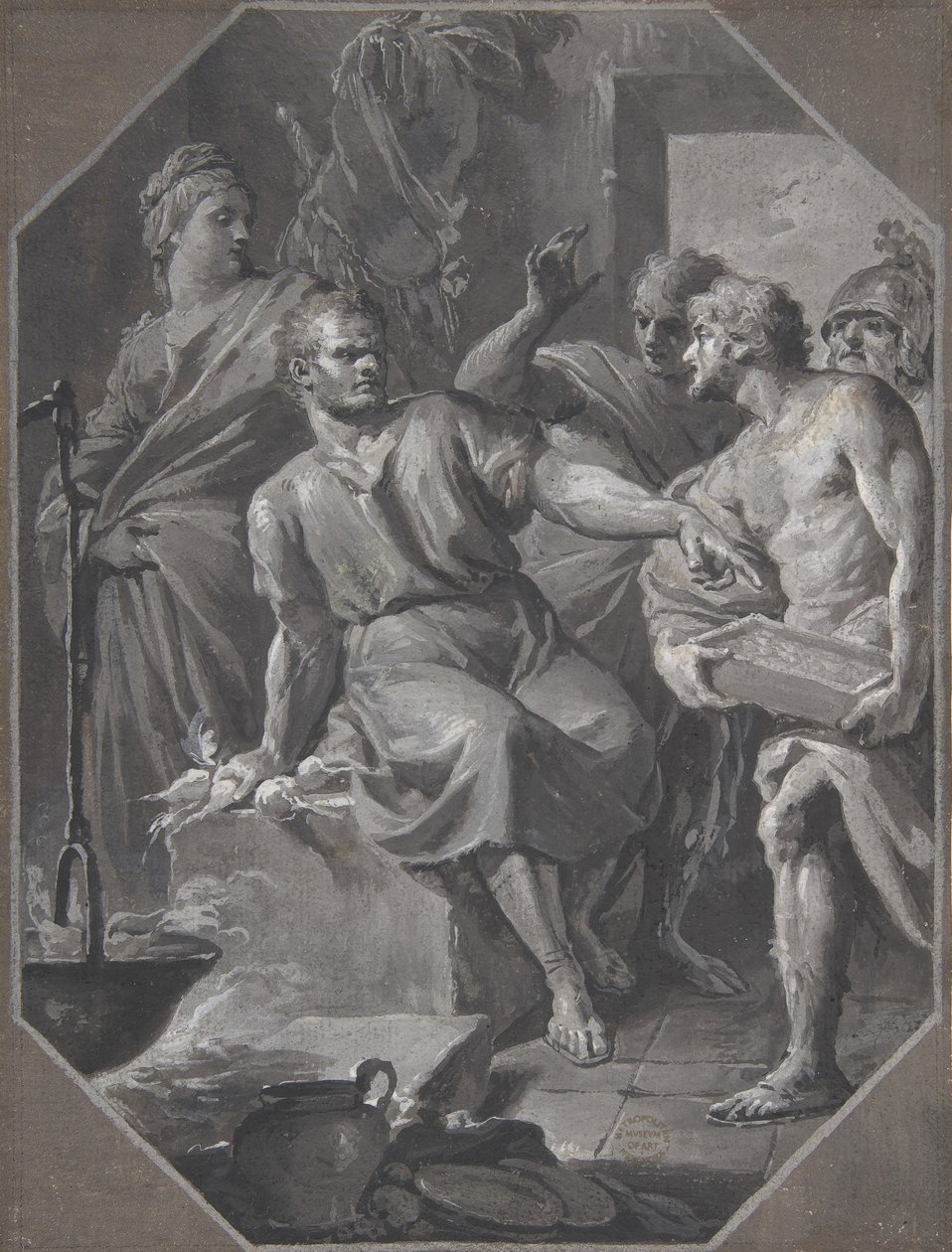 Manius Curius Dentatus kieltäytyy samnilaisten lähettiläiden lahjoista, 1732-92. tekijältä Fedele Fischetti