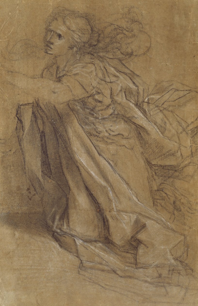 Magdalen (mustavalkoisia liituja kiillotuspaperilla) tekijältä Federico Barocci