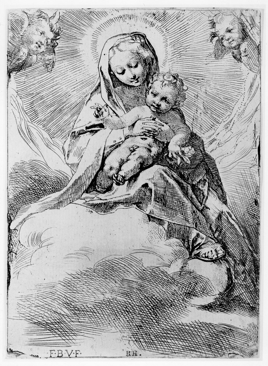 Neitsyt ja lapsi pilvissä tekijältä Federico Barocci