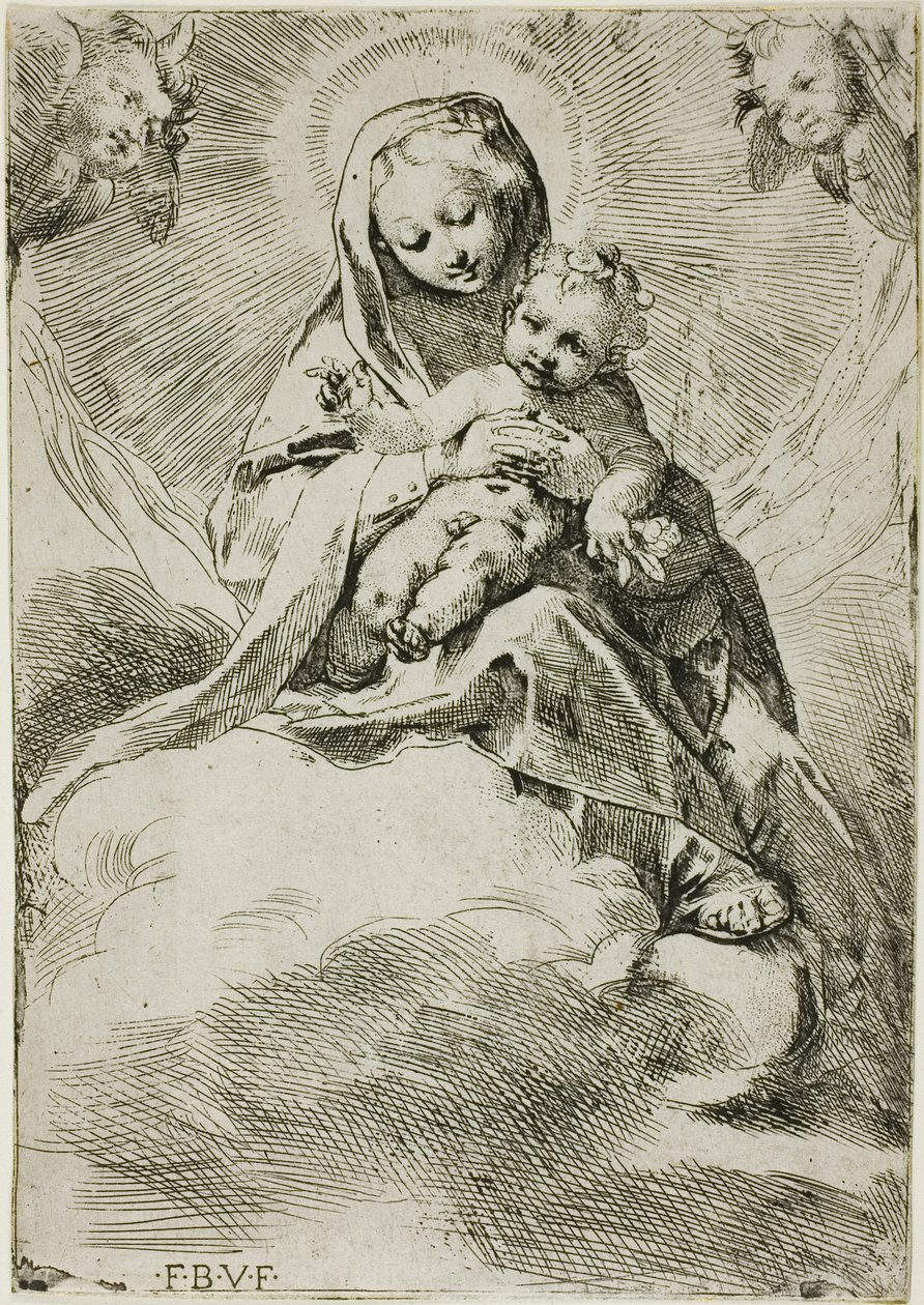 Madonna ja lapsi pilvien päällä tekijältä Federico Barocci