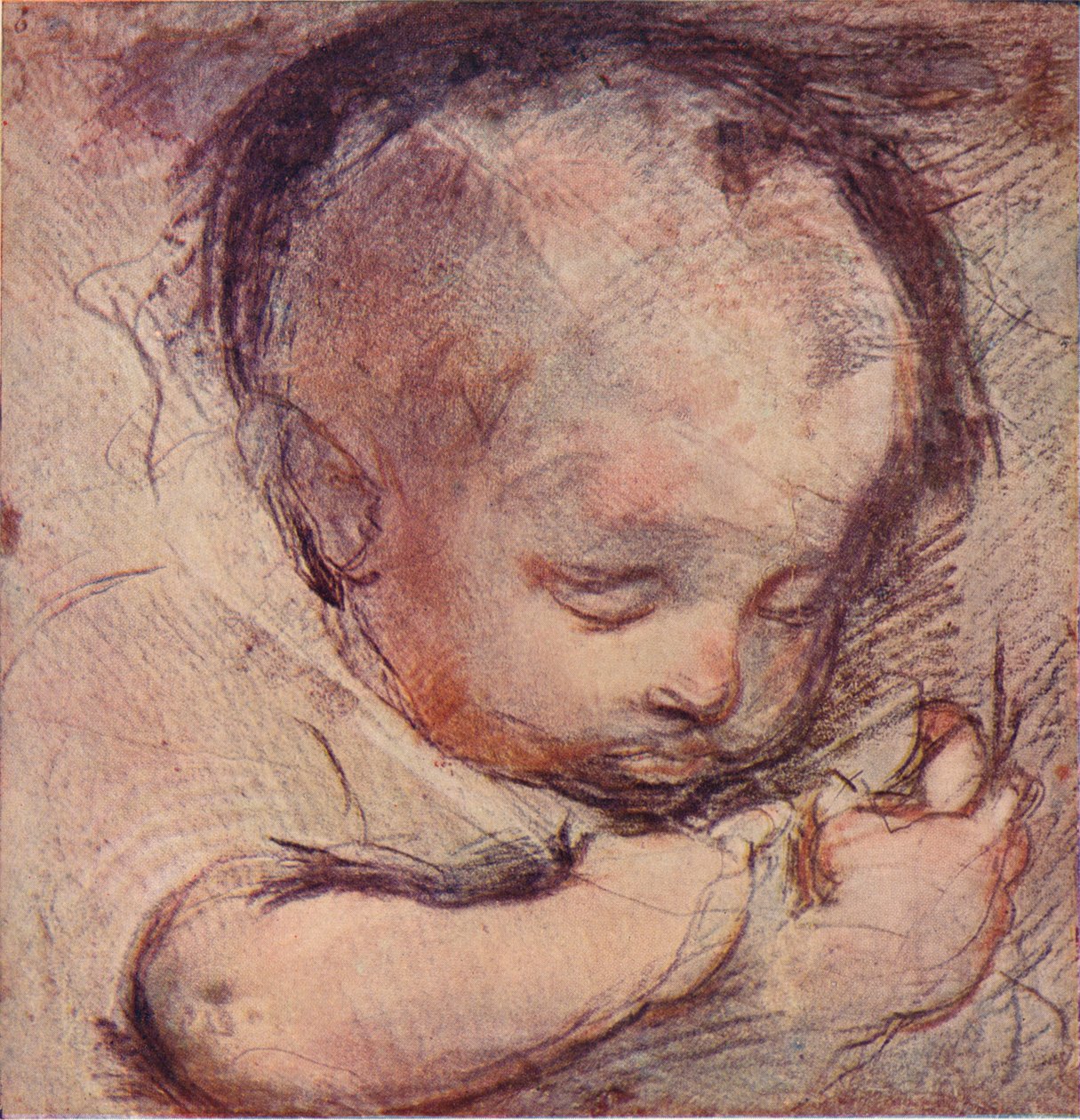 Tutkimus nukkuvasta vauvasta, 1500-luku, 1903 tekijältä Federico Barocci