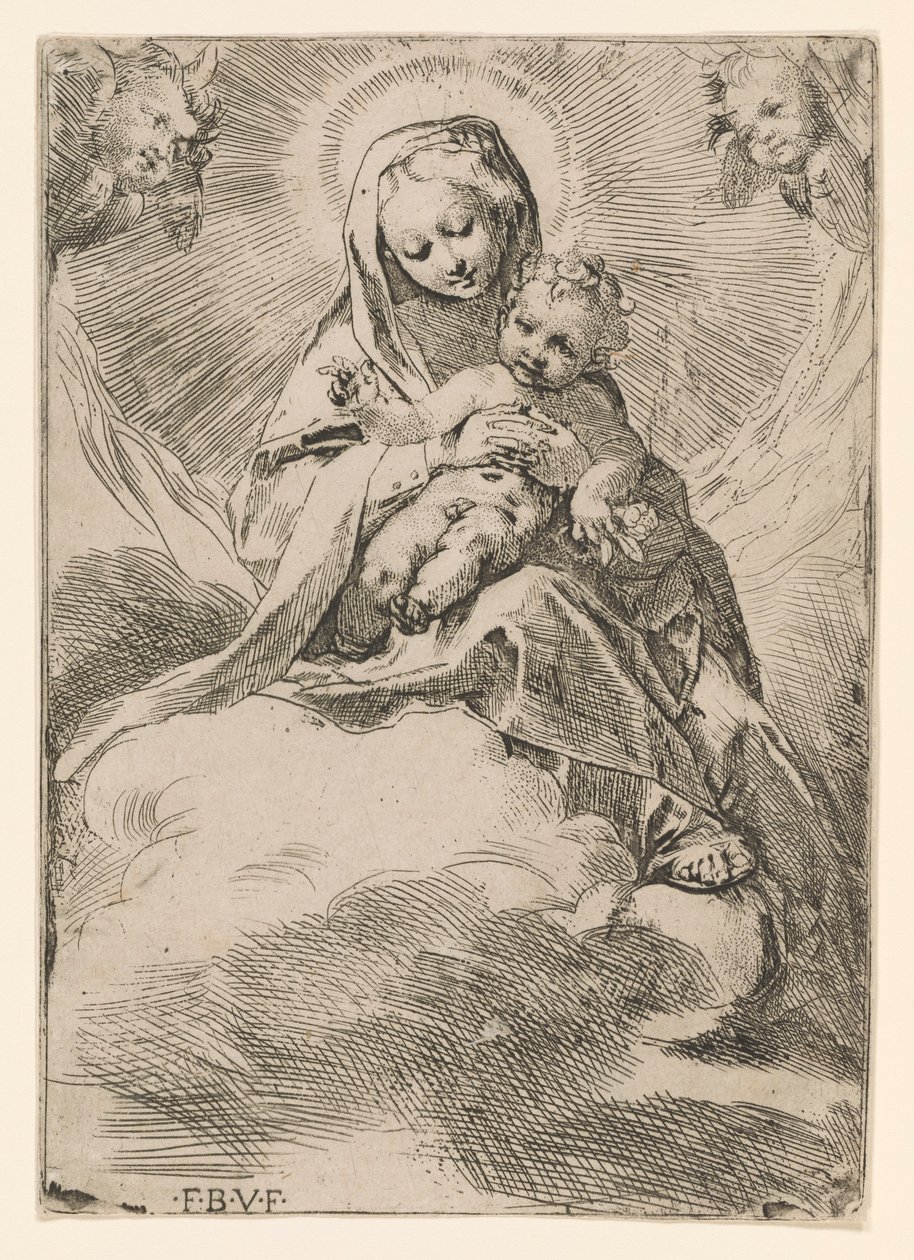 Neitsyt ja lapsi pilvissä tekijältä Federico Barocci