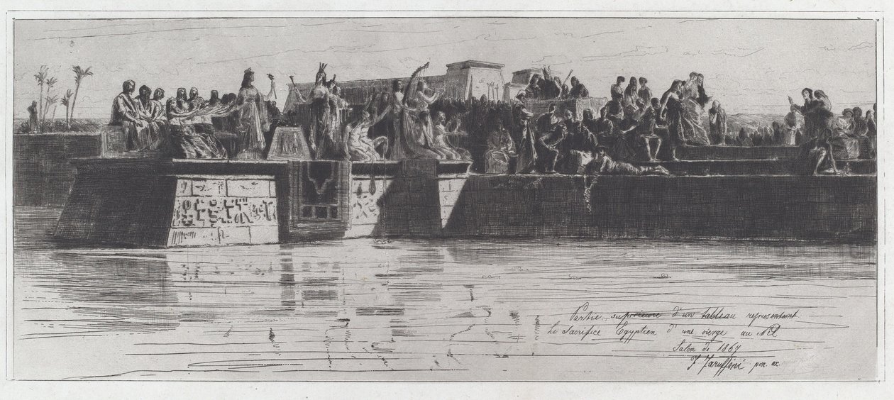 Yläosa maalauksesta, joka edustaa egyptiläistä neitsyen uhria Niilille [The Upper Part of a Painting Representating the Egyptian Sacrifice of a Neitsyt Niilille] tekijältä Federico Faruffini