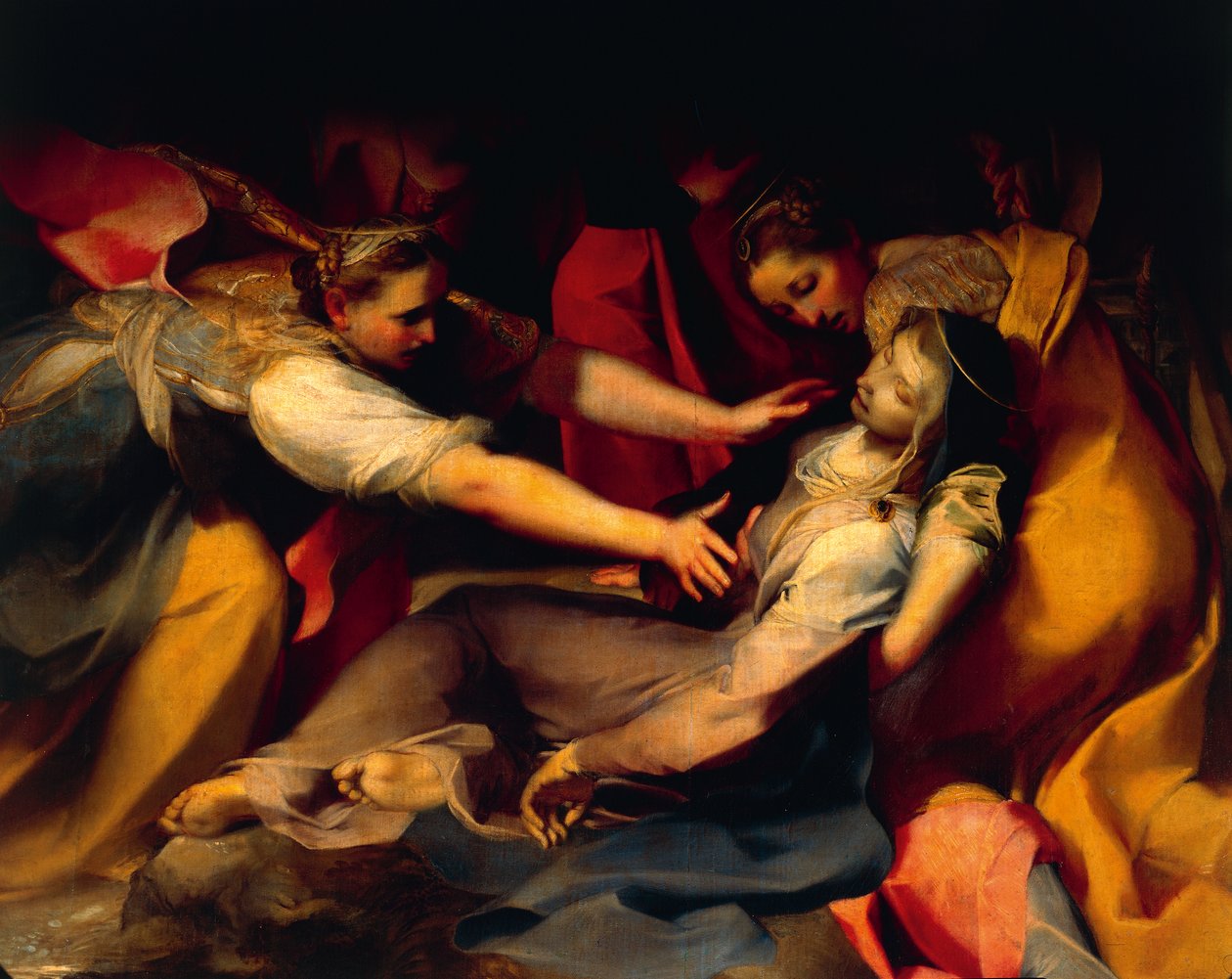 Neitsyen pyörtyminen, yksityiskohta "Ristin laskeutumisesta" tekijältä Federico Fiori Barocci or Baroccio