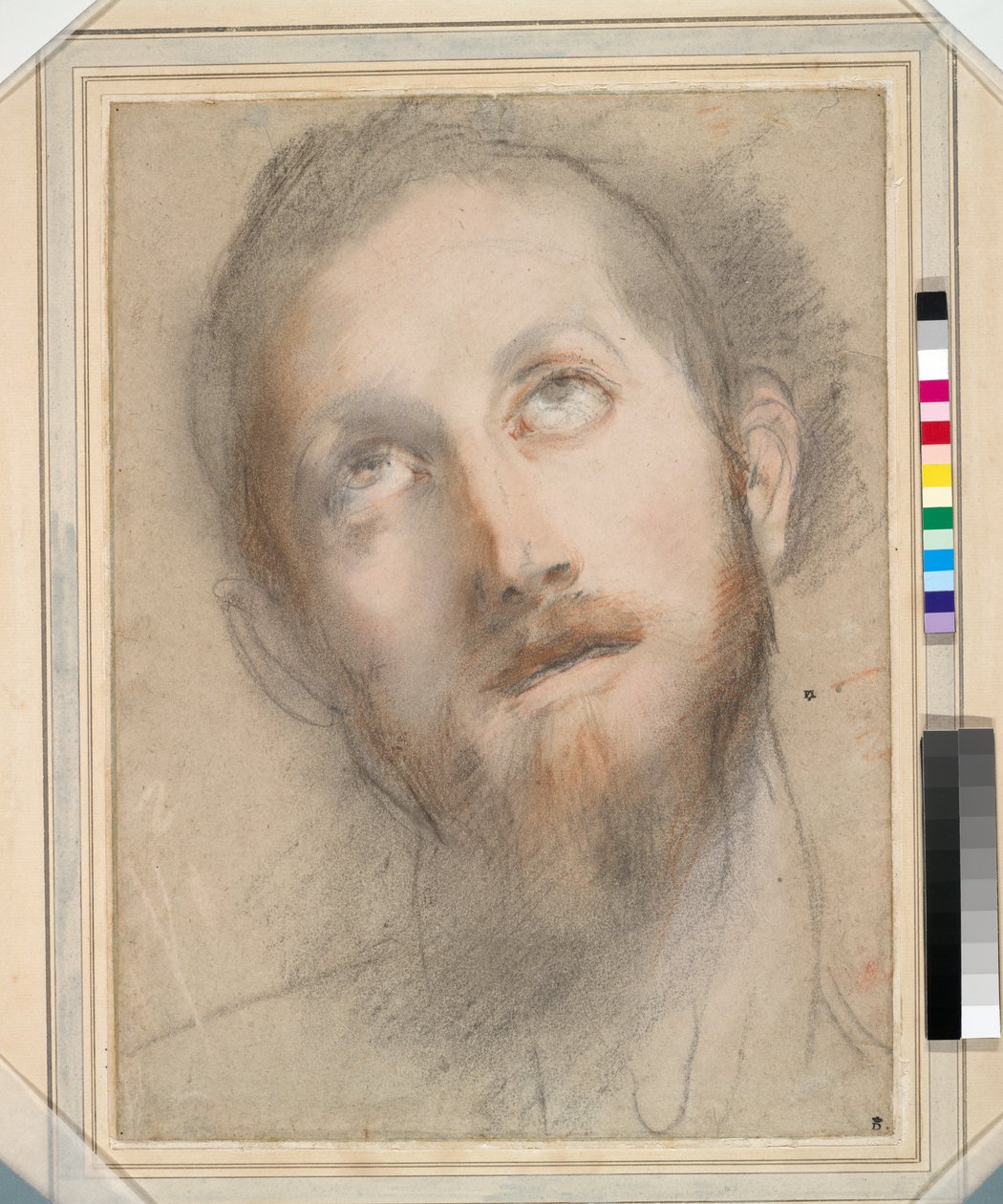 Tutkimus Kristuksen Päälle (värillisiä liituja ja pastellia paperille) tekijältä Federico Fiori Barocci or Baroccio