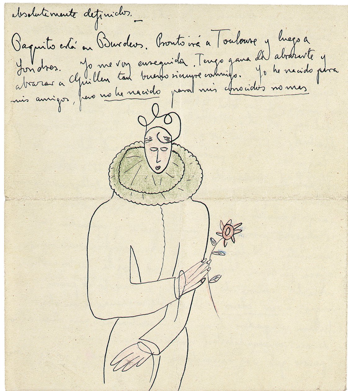 Nimikirjoituskirje Melchor Fernandez Almagrolle, Granada, tammikuun lopussa 1926 tekijältä Federico Garcia Lorca