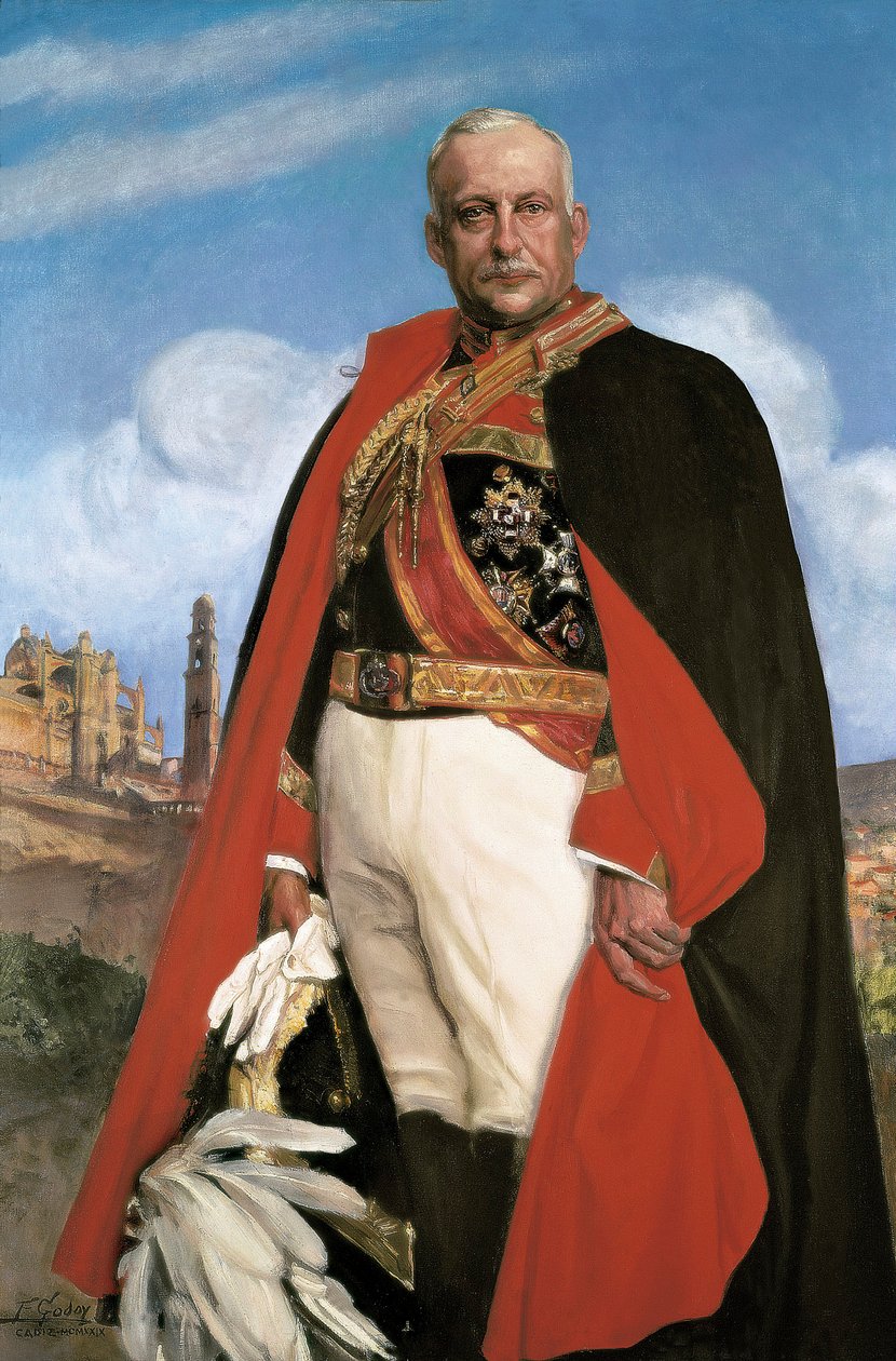 Muotokuva Miguel Primo de Riverasta (1870-1930), espanjalainen sotilaspoliitikko ja diktaattori vuosina 1923-1930, 1900-luku (öljy kankaalle) tekijältä Federico Godoy y Castro